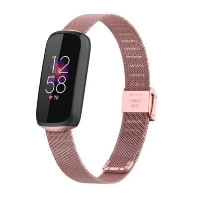 Afbeelding van Fitbit Luxe Milanese bandje met klemsluiting Rosé goud