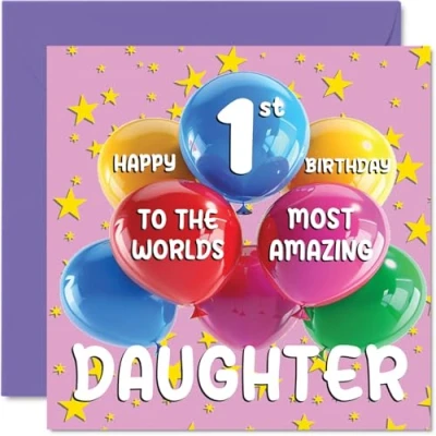 Afbeelding van verjaardagskaart voor 1e dochter World&#039;s Most Amazing Daughter van mama, papa, 145 mm x mm, wenskaarten