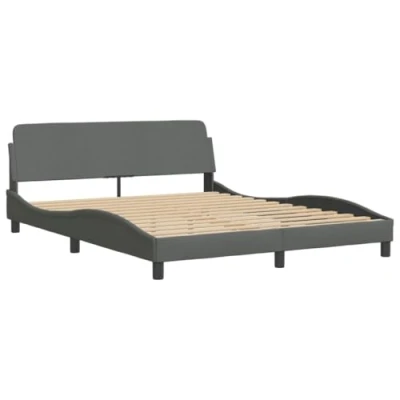 Afbeelding van Bedframe met hoofdbord stof donkergrijs 160x200 cm