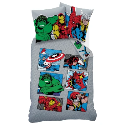 Afbeelding van Marvel Avengers Dekbedovertrek Comics 140 x 200 + 63 cm Katoen