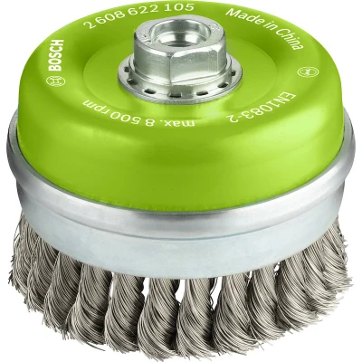 Image de BOSCH 2608622105 brosse à tasse torsadée 100 en acier inoxydable