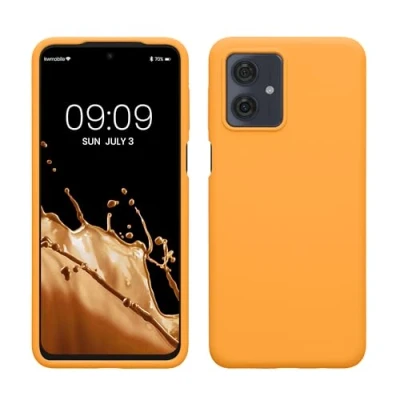 Afbeelding van kwmobile telefoonhoesje geschikt voor Motorola Moto G54 5G Hoesje met siliconen coating Smartphone case in fruitig oranje
