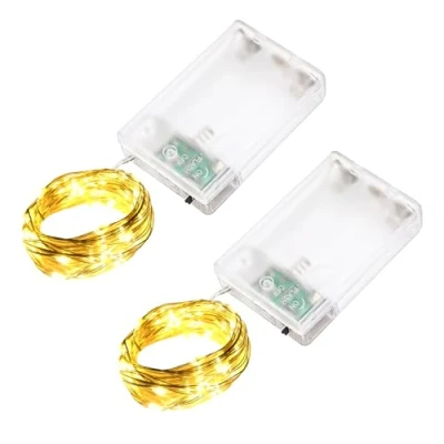 Afbeelding van LQWELL 2 stuks led lichtsnoer, m, 20 leds, micro lichtketting op batterijen, waterdichte mini lamp van koperdraad, warm wit, modi, voor Kerstmis, bruiloft, festival, feest, decoratie