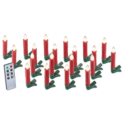 Image de Bougies à LED pour sapin de Noël avec télécommande infrarouge x20 rouge