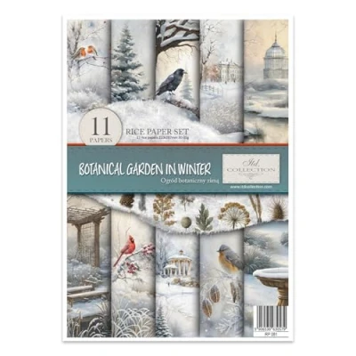 Afbeelding van ITD Collection rijstpapier voor snijtechniek A4 scrapbooking, kaarten maken, kunstdagboek 29,7 x 21 cm botanische wintertuin RP 081