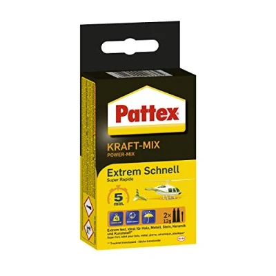 Afbeelding van Pattex Kraft Mix extreem snel hardende 2 componenten lijm op epoxyharsbasis, zeer sterke componentenlijm voor vele materialen, x 12 g tube