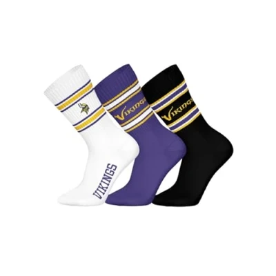 Afbeelding van NFL MINNESOTA VIKINGS Crew Socks 3 pack Wit/Paars/Zwart Maat 39/42