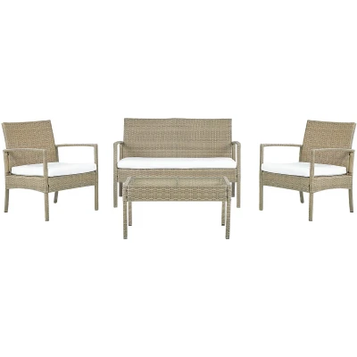 Afbeelding van Beliani MARSALA Loungeset voor 4 Beige PE rotan