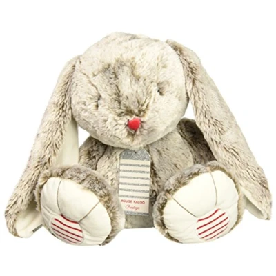 Afbeelding van KALOO Rood Pluche Konijn Leo Grijs Prestige 55 cm van zacht bont Knuffeldier met grote oren Melodie Toyland Verzwaarde poten Vanaf de geboorte, K963539
