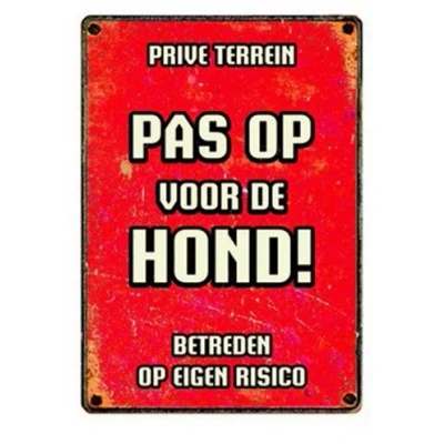 Afbeelding van Plenty Gifts Waakbord Blik Pas Op Voor De Hond 15X21 CM