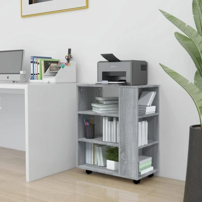 Afbeelding van Kast verrijdbaar 60x35x75 cm bewerkt hout grijs sonoma eiken
