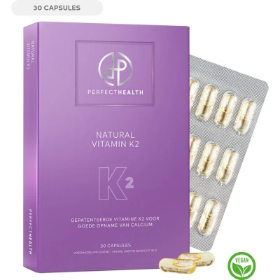 Afbeelding van Perfect Health Vitamine K2 100mcg Voor Volwassenen 30 Capsules Vegan