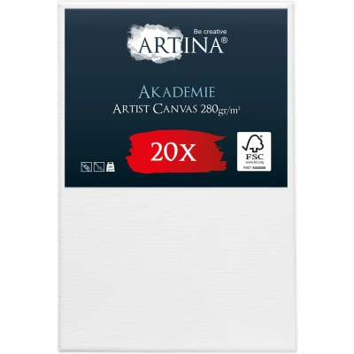 Afbeelding van Artina Akademie Set van 20 Schilderdoeken Canvas 20x30 cm Spieraam FSC® Hout Wit 100% Katoen 280 g/m134