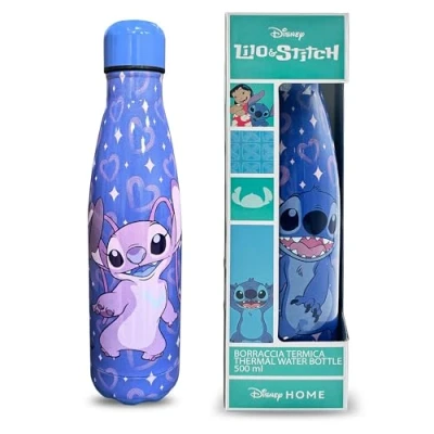Afbeelding van Coriex Stitch Drinkfles voor kinderen, BPA vrije aluminium thermosfles, 500 ml, geïsoleerd, duurzame waterfles, blauw hart