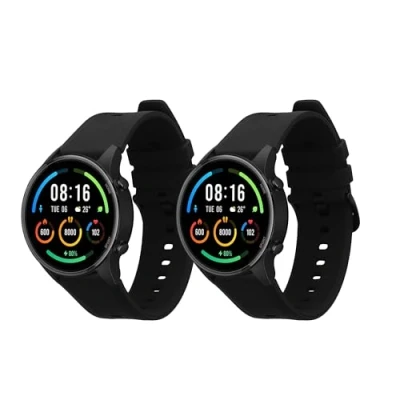 Afbeelding van kwmobile 2x horlogebandjes geschikt voor Xiaomi Mi Watch Color Sport / S1 Active bandje Smartwatch bandjes van TPU Activity tracker horloge band in zwart