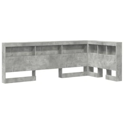 Afbeelding van vidaXL Opberghoofdbord met plank hoofdeinde opslag Betongrijs 75 cm Bewerkt hout
