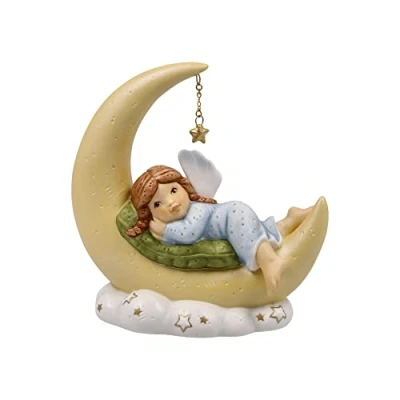 Afbeelding van Goebel Nina &amp; Marco Decoratief beeld / figuur Beschermengel gezellige maanverlichte nacht Porselein 11cm
