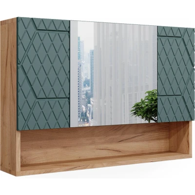 Afbeelding van Vicco Badkamerspiegelkast Irma, Groen/gouden eik, 80.1 x 55 cm
