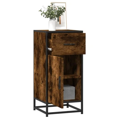 Afbeelding van vidaXL Dressoir 35,5x35x76 cm bewerkt hout en metaal gerookt eiken
