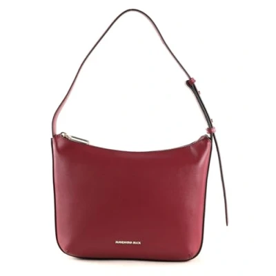 Afbeelding van MANDARINA DUCK Leren Schoudertas Luna Hobo Small Rhubarb Donkerrood