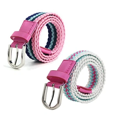 Afbeelding van AnJuHoPa Elastische riem voor kinderen, jongens en meisjes, van kleurrijke stof, breedte 2,5 cm, lengte 80 met metalen gesp, Meerkleurig