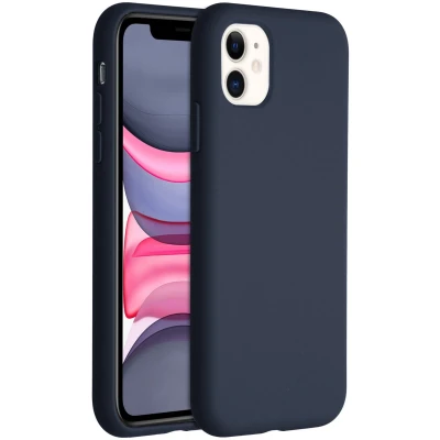 Afbeelding van Accezz Hoesje Geschikt voor iPhone 11 Siliconen Liquid Silicone Backcover Donkerblauw