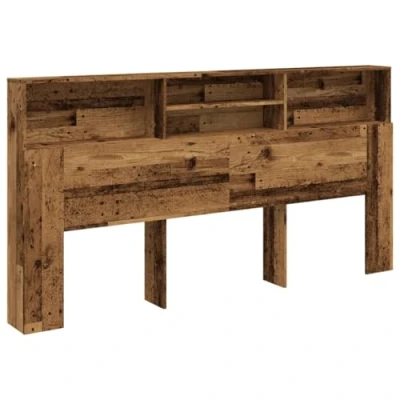 Afbeelding van Hoofdbordkast 200x19x103,5 cm bewerkt hout oud houtkleurig