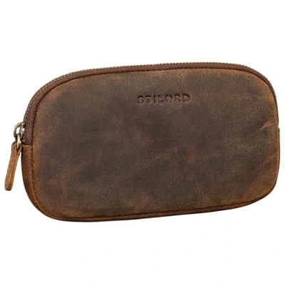 Afbeelding van STILORD &#039;Mike&#039; pennenetui, vintage leer, ideaal als tas voor werk, school, organizer, potloden, brillenetui van echt Kreta Bruin