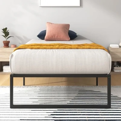 Afbeelding van ZINUS Lorelai Platformbed van metaal, 36 cm, lattenbodem staal, opbergruimte onder het bed, eenvoudige montage, 100 x 200 zwart