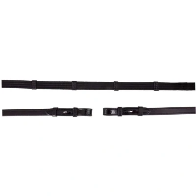 Afbeelding van BR Teugel Linnen 19mm Lakleer /ronde Gesp Zwart/Zilver Full