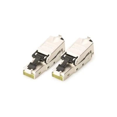 Afbeelding van DIGITUS DN 93631 Cat 6A netwerkstekker 2 stuks 360 afgeschermd RJ45 Cat6A veldstekker montage zonder gereedschap 500 MHz 10 GBase T Gbit/s AWG 27/7 naar 22/1