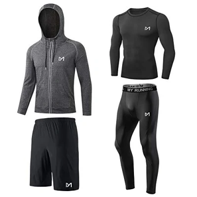 Afbeelding van MEETYOO Compressieshirt voor heren, set compressieshirt, set, Zwart met lange mouwen