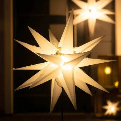Afbeelding van Sterntaler decoratieve ster Kerstster kunststof 18 wijzer met standaard 55cm Buiten LED Stekker