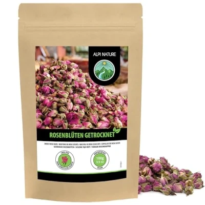 Image de Alpi Nature Boutons de Roses Séchées 100g, Bourgeons Rose Entiers Séchés pour Thé Floral et Infusion, à la