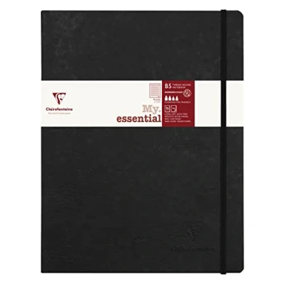 Image de Clairefontaine 794461C Collection Age Bag Un Carnet Élastiqué Cousu MyEssential Noir B5 19x25 cm 192 Pages Numérotées Lignées Papier Ivoire 90 g Couverture Carte Lustrée Grain Cuir