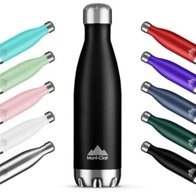 Afbeelding van Mont Clair H2O Gourde thermique 750 ml en acier inoxydable, gourdes thermiques 12 h de boisson chaude et 24 froide bouteille thermos, sans BPA, d&#039;eau, noire