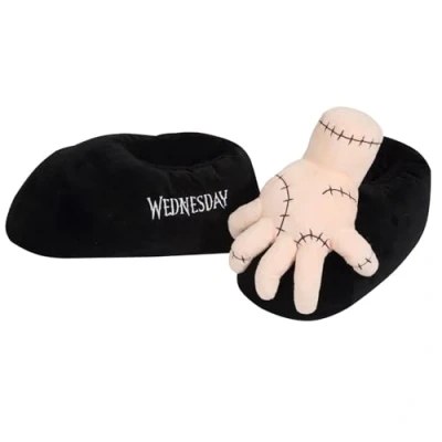 Afbeelding van Wednesday Slippers Slipper zwart L XL Polyester Fan merch, Film, TV series