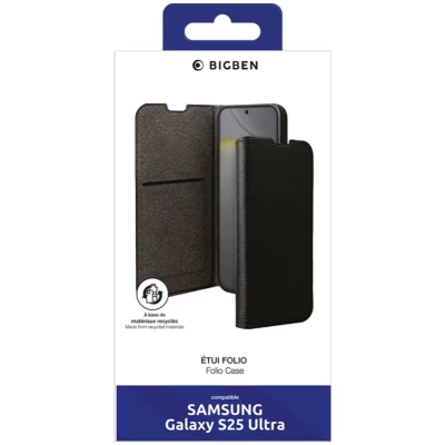 Afbeelding van Bigben Connected, Geschikt voor Samsung Galaxy S25 Ultra hoesje met houder en standaardfunctie, Zwart