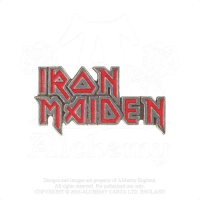 Afbeelding van Alchemy Iron Maiden Enamelled Logo Pin Zilverkleurig/Rood