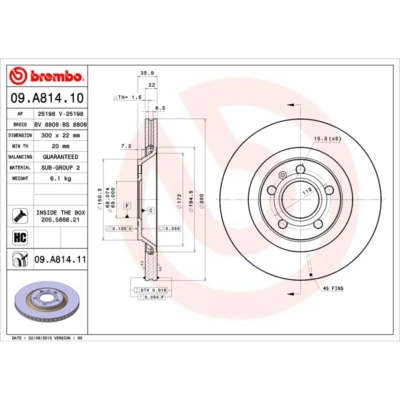 Afbeelding van Brembo Remschijf 09.A814.11