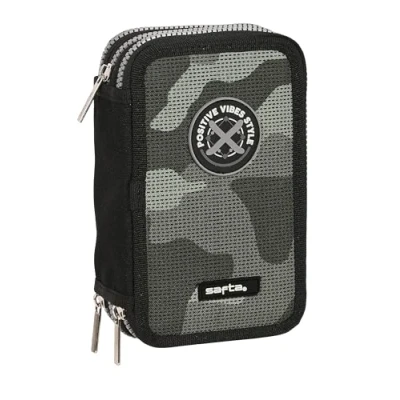 Afbeelding van Schooletui met Accessoires Safta Stone Zwart 12.5 x 19.5 5.5 cm 36 Onderdelen