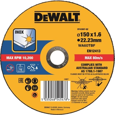Afbeelding van DeWALT DT43907 Doorslijpschijf RVS 150mm