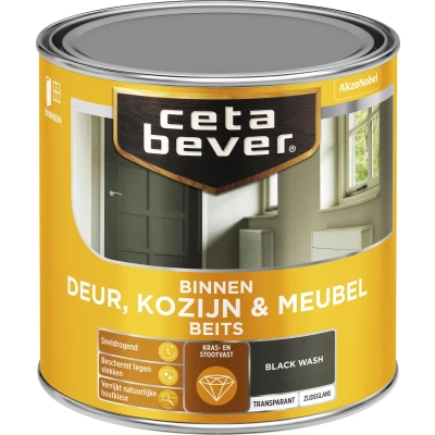 Afbeelding van Ceta Bever Binnenbeits Deur, Kozijn &amp; Meubel Zijdeglans Black Wash 0597 0,25 liter Blanke lak Beits