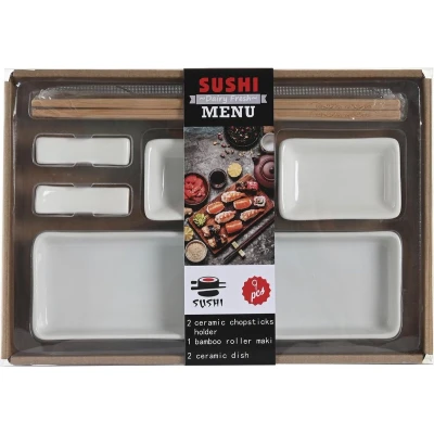 Afbeelding van Sushi set DKD Home Decor 24 x 7 2 cm Natuurlijk Wit Keramiek Orientaals