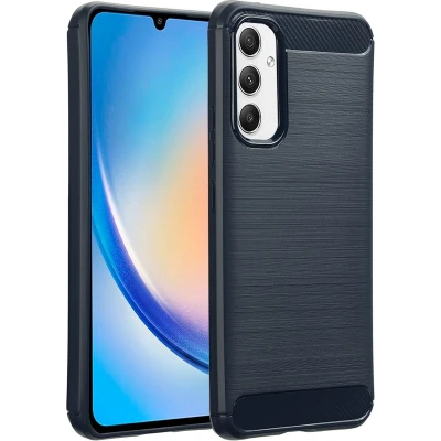 Afbeelding van imoshion Hoesje Geschikt voor Samsung Galaxy A34 (5G) Siliconen Brushed Backcover Donkerblauw