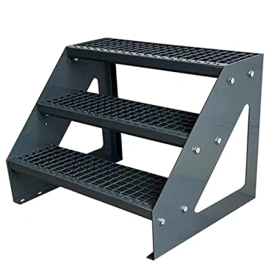 Afbeelding van Kaminbau Mierzwa Trap van hoogwaardig verzinkt staal en volledig antraciet gepoedercoat, 3 treden (breedte 100 cm) (hoogte 57 cm), weerbestendig, voor de
