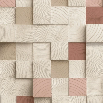 Afbeelding van Dutch Wallcoverings Artifice houtblokken beige/oudroze M801 10