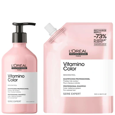 Afbeelding van L&#039;Oréal Professionnel Vitamino Color Shampoo 500 ml + Refill Voordeelset