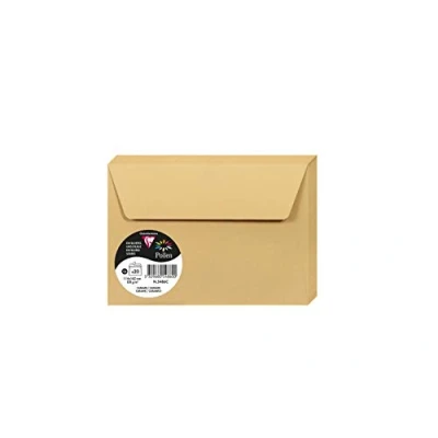 Afbeelding van Clairefontaine 5486C, verpakking met 20 zelfklevende enveloppen, formaat C6, 11,4 x 16,2 cm, 120 g/m², karamel, uitnodiging voor evenementen en correspondentie, Pollen serie, glad premium papier