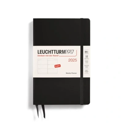 Afbeelding van LEUCHTTURM1917 371012 Paperback (B6+) weekplanner 2025, zwart Engels